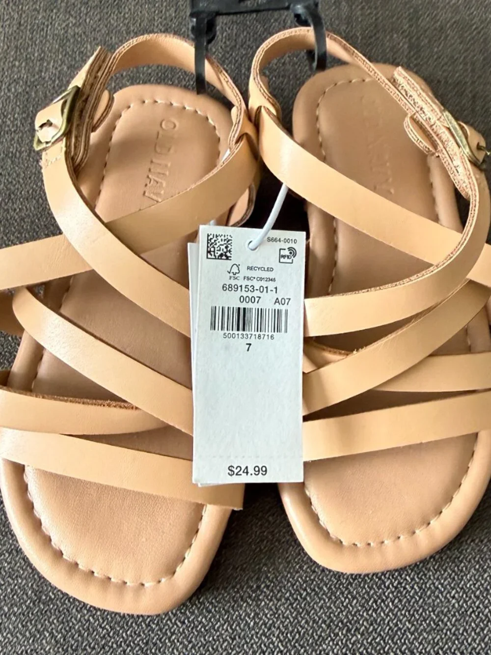 NWT Old Navy Strappy Neutral Sandals Toddler Size 7